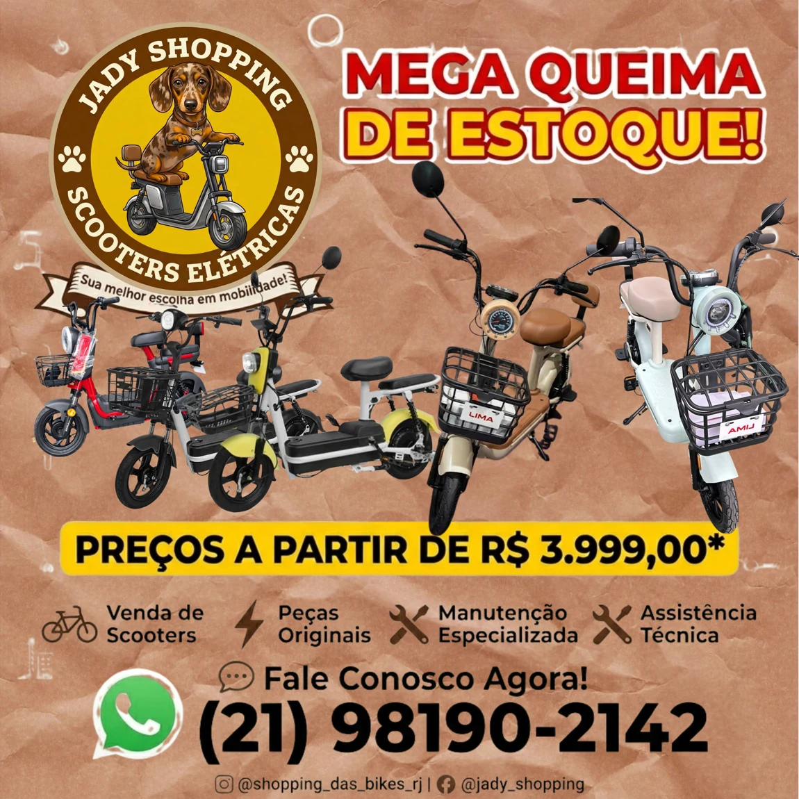 Arte original da campanha Mega Queima de Estoque, Shopping das Bikes