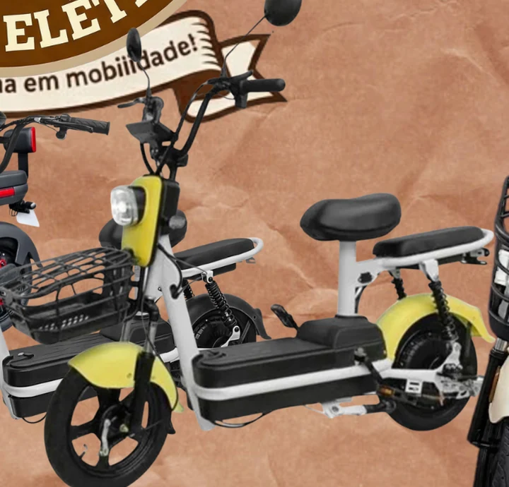 Scooter amarela e preta da campanha Shopping das Bikes